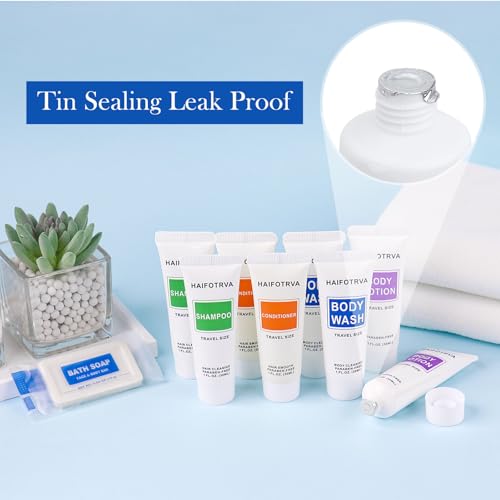 200 Pcs 5-IN-1 Hotel Soaps and Toiletries Bulk Set,5-Piece Set Mini Bulk Travel Size Toiletries Set 1 oz each Shampoo,Conditioner, Body Wash and Lotion,0.53 oz Soap Hotel Supplies for Guests,Homeless