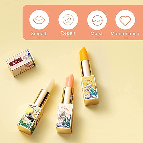 CATKIN 2Pcs Makeup Set Includes Natural Moisturising Lip Balm C01 and C03, Hydrating Lip Balm Chapstick Moisturising Lip Care with Vitamin E