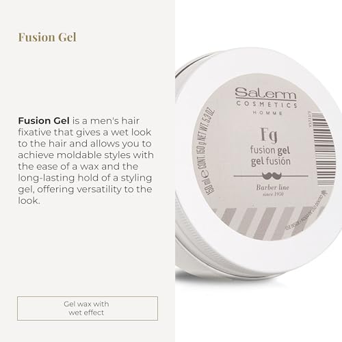 SALERM - Hair Gel for Men - Homme Barber Line - 150 ml - Wet Look Gel - Long-Lasting Hold - with Trace Elements that Revitalize Hair