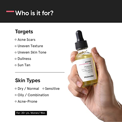 Minimalist AHA BHA 10% Exfoliating Serum | Mildly Exfoliates without Drying for Radiant, Youthful Skin | For Women & Men | 1 Fl Oz / 30 ml