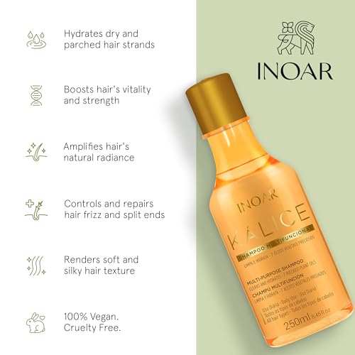 INOAR K?lice Multifunctional Shampoo with Vitamin E & Botanical Oils for Moisturizing Repair, 8.45 Fl Oz