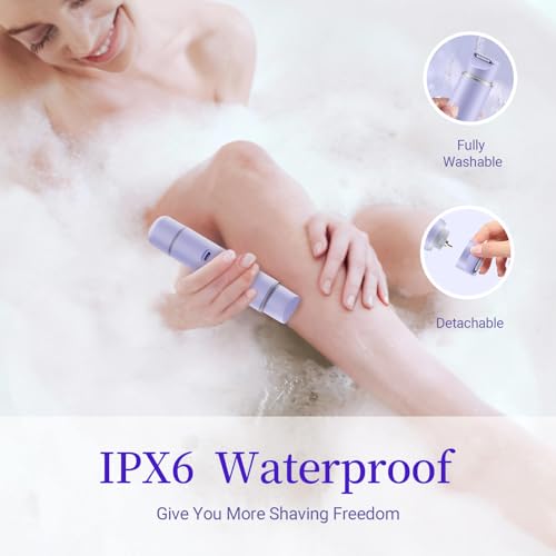 Bikini Trimmer for Women, 2-in-1 Electric Razor & Pubic Hair Trimmer, IPX6 Waterproof Bikini Shaver with 0.1-4 mm Combs, USB Charge, Painless Razors for Women Legs Underarms Face (Lalic)