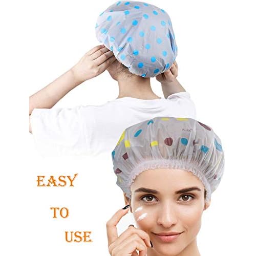 12 Pieces Reusable Waterproof Shower Caps,Durable Elastic Bathing Hair Cap,Beauty Salon Spa Shower Caps Lace Elastic Band Hair Bath Caps Shower Caps