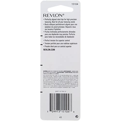 Revlon Eyebrow Hair Removal Tweezer, Designer Collection, High Precision Tweezers for Men, Women & Kids, Stainless Steel (Style/Color May Vary) (Pack of 1)