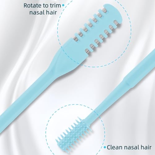 2-in-1 Nosal Hair Cutter, Double Sided Nose Hair Cutter, Manual 360¡Æ Rotating with Safety Blades & Soft Cleaning Brush, Nose Hair Trimmer for Men & Women (Mixed)