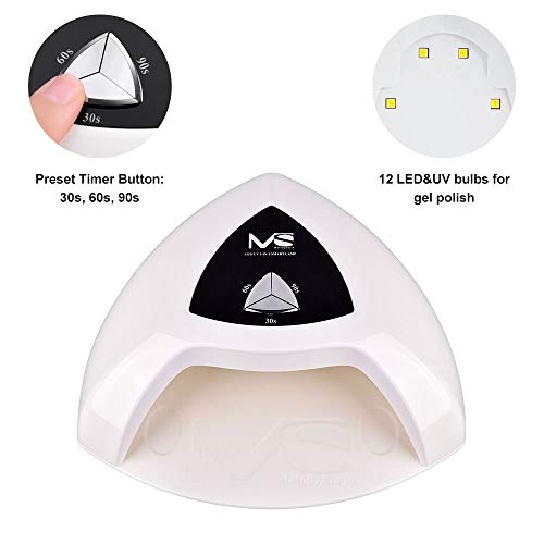 MelodySusie Eos Pro12W UV/LED Nail Lamp - Smart Nail Dryer, Cures All Major Gel Nail Polish Brands, White