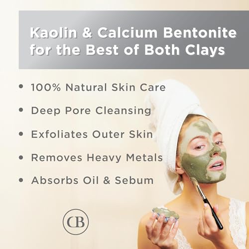 California Biology Kaolin & Calcium Bentonite Clay | Indian Healing Clay for Face & Body | Deep Pore Cleansing Facial Mask & Clay Body Scrub | Natural Skin Care Mask | 16 oz