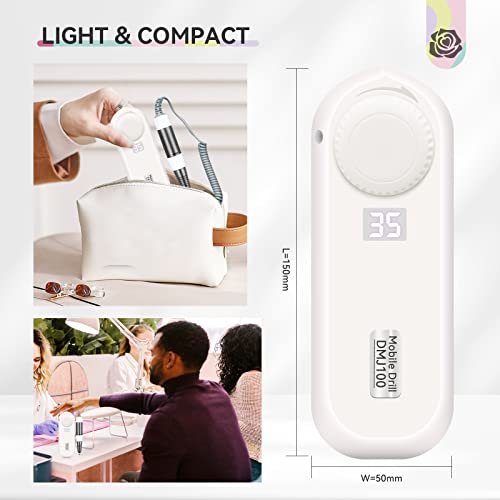 Saviland Professional Nail Drill: Rechargeable Nail D rill Machine 35000PRM Electric Nail Flie for Acrylic/Gel Nails Removal Manicure Pedicure Portable Nail Drill Kit for Salon Home DIY
