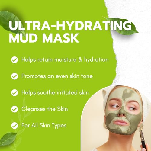 Green Tea Matcha Mud Mask with Aloe Vera, Deep Cleansing, Hydrating, and Relaxing Volcanic Clay Facial Mask, 3.53 oz/100g