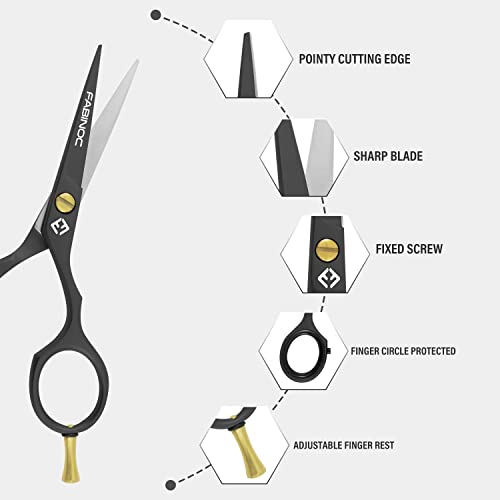 Beard and Mustache Scissors for Men 5" with 2 Combs & Pouch ? German Quality Stainless Steel Hand-Forged Grooming Scissors for Facial Hair Trimming (Black)