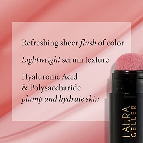 LAURA GELLER NEW YORK Serum Blush Cheek Tint, Practical Pink + Angled Blush Brush