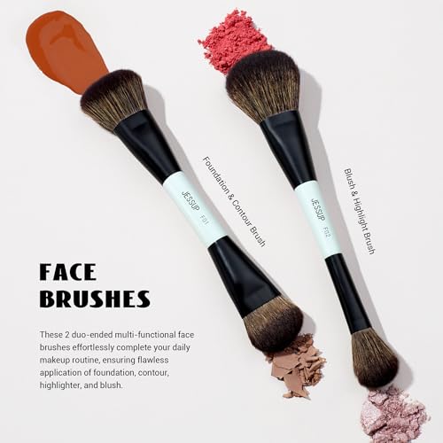 Jessup Double Sided Makeup Brushes Set T501 Bundled with Makeup Brush Set T329