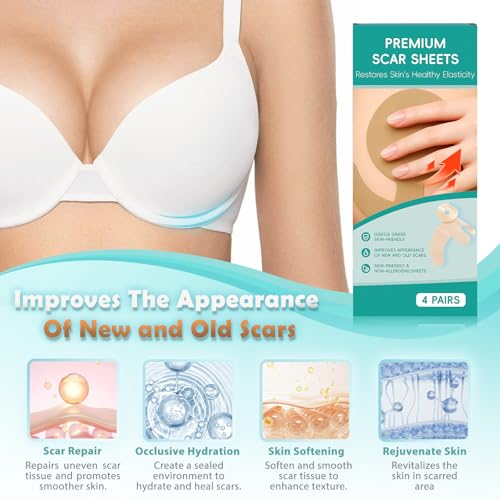 Silicone Scar Sheets for Breast, 8 Pieces Of Reusable Silicone Breast Scar Sheets, Effective Postoperative Scar Healing Solution, Promote Healing, Reduce Scar Appearance, Scar Care