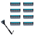 Retractable Long Handle Back Shaver Razor Refills, 8ct | 3 Blade Razor for Men, Shaving Blades, 8 Refills