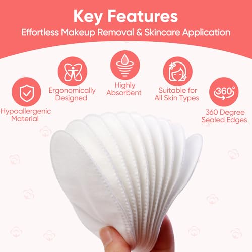 Large Oval Cotton Pads, 280 Count, 3-Layer Dual Textured Design, Lint-Free and Extra Soft, Ideal for Makeup Removal, Facial Cleansing, Toner Application, and Skincare for All Skin Types