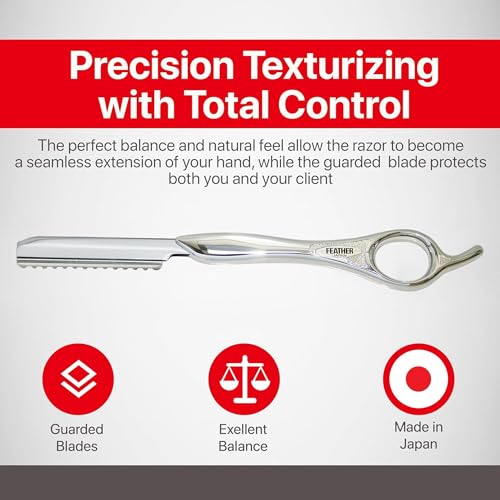 Feather - 7.25-inch Styling Razor Handle ? The Professional tool for Hair Cutting, Thinning, Layering, Texturizing and Feathering - The # 1 Stylist and Barber Razor Tool