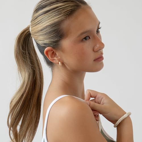 L. Erickson Blonde Hair Ties for Thick Hair, Grab & Go Ponytail Holders, 8 Pack, Minimal Neutrals, Thick No-Crease Bands with Strong Hold, Damage-Free Design, Clean Earthy Mix