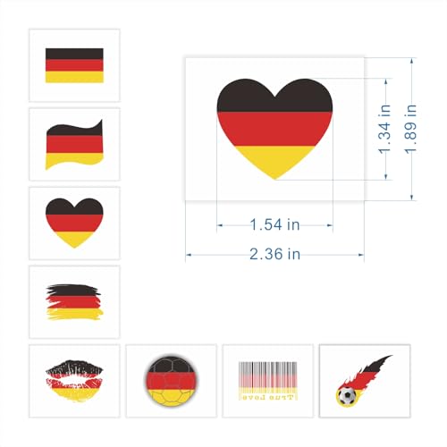 40 Pcs Individual Temporary Meme Germany Flag Tattoos for Kids Fans Face Tattoo Stickers for Adults Group Activity Props