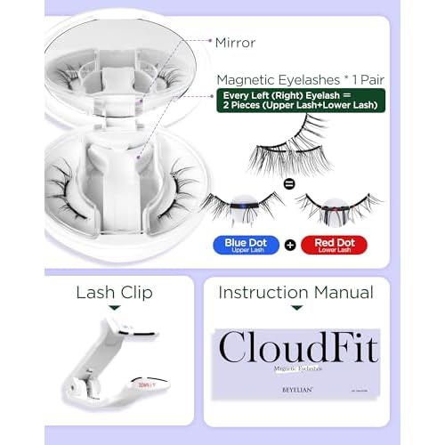BEYELIAN Magnetic Eyelashes with Applicator, Upgrade Soft Magnetic Lashes Portable Magnetic Eyelashes Natural Look, Reusable, No Glue Needed Fales Eyelashes for Eye YT25 (All-In-One & Comfortable)