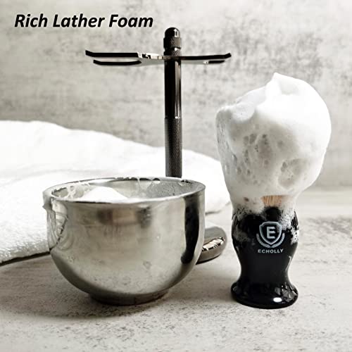 Luxury Shaving Brushes For Men by Echolly-Super Strong NO Shedding Bristle Shave Brushes for Men-Smooth Acrylic Handle Legacy Shave Brush-Rich and Fast Lather Shaving Cream Brush Gifts for Fathers Day