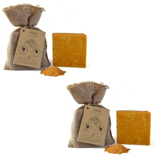 Dr.Ancient Sulphur Soap Bar Organic Natural Vegan Traditional Handmade Antique - Antibacterial, Effective For Acne - Absolutely No Chemicals! Pure Natural Soap! 5 Ounce (Pack of 2)