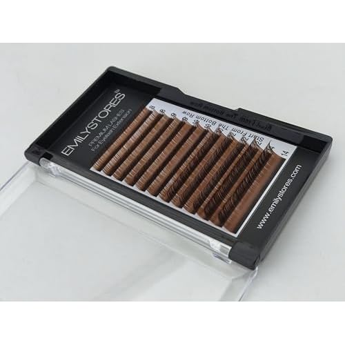 Brown Eyelash Extensions 0.10MM Lashes J B C D Curl 8-14MM Length Mix Size (Brown 0.10 C)