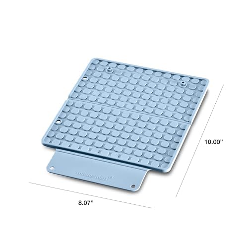 madesmart Portable Silicone Heat Mat, Heat-Resistant Silicone Pad for Straighteners & Curling Irons, Protects Vanity & Countertops, Wrap-Around Travel Design, Blue