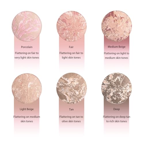 Baked Luminous Setting Powder, Oil Control Correcting Foundation, Waterproof and Long-Lasting Coverage, Natural Smooth Lightweight for All Skin Tones, #5 TAN