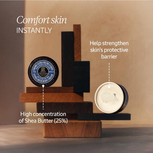 L¡¯Occitane Shea Butter Ultra Rich Body Cream, Nourishing Moisturizer for Dry, Sensitive Skin, Fast Absorbing, Refillable, Vegan Skincare, Light Scent