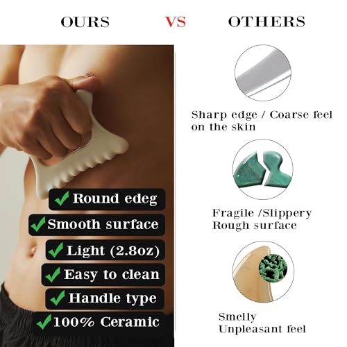 Ceramic Gua Sha, Face&Body Guasha, Korean Gausha, Face Lift, Muscle Relief Massage Board, Skin Care Gift for Men Women