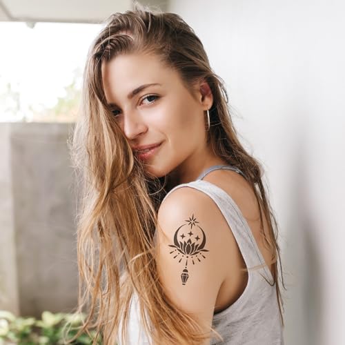 20 Sheets Temporary Tattoo Stencil Kit, Tattoo Templates for Real Tattoos Mehndi Stencils for Kids Teens Adults Body Paint