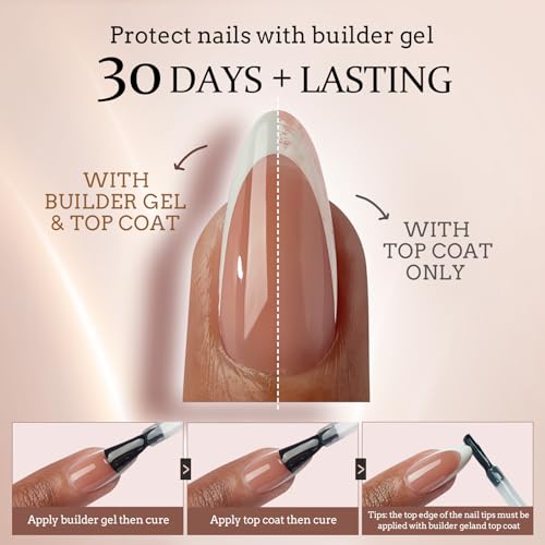 BTArtbox XCOATTIPS Pre-Designed French Gel Nails with Nail Glue & Primer Set