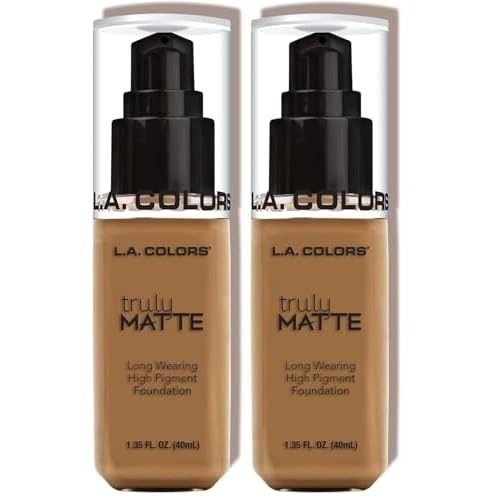 L.A. COLORS Truly Matte Foundation, Warm Caramel CLM362 (Pack of 2)