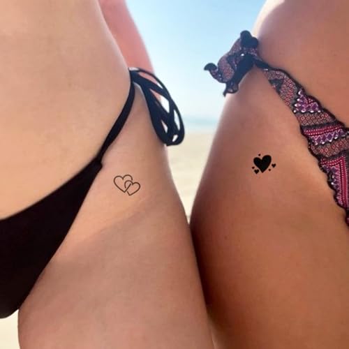 Semi Permanent Tattoo for Women, 2 Sheets Realistic Sexy Small Temporary Tattoos, Lasts 2 Weeks Fake Tattoo for Arm Fingers, Waterproof and Non-Reflective, Y2K Stickers & Heart Mix Tiny Tattoos