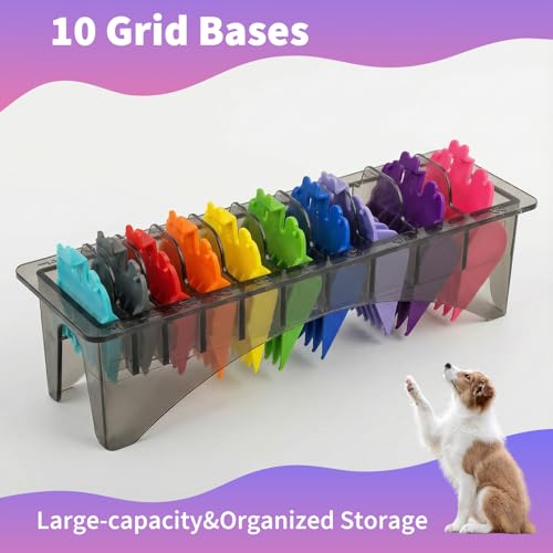 Clipper Blade Holder,10-Slot,Transparent Black,PC Material,Blade Holder Dog Grooming