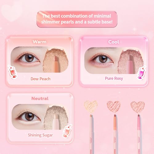 INGA Shine Eyes Stick Shadow - Creamy Shimmer Eyeshadow, Smudge-Proof, Easy-to-Blend, Long-Lasting Eye Makeup Stick with Precise Tip for Easy Application (Shining Sugar)