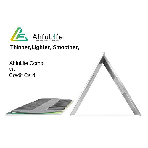 AhfuLife Metal Hair&Beard Comb - EDC Credit Card Size Comb Perfect for Wallet and Pocket - Anti-Static Dual Action Beard Combs - Presented in Gift Box (Stainless Steel Combs)