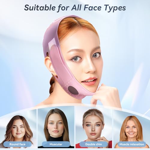 Chin Strap for Sleeping, Soft Silicone V-Line Lifting Mask, Reusable Face Lift for Women Men Anti Snoring Devices for Sleep Home Working Travel Yoga (Blush Pink) (pink)