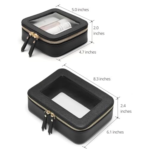 Popvibe Clear Makeup Bag Travel Cosmetic Case Transparent Toiletry Bag with Zipper, Portable Make Up Organizer Traveling Compact Car Bag for Essentials