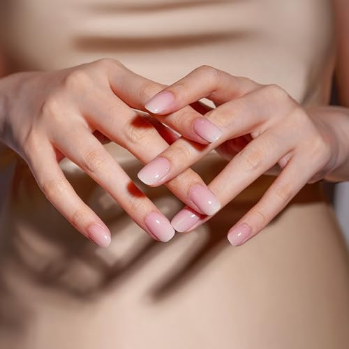 DANNI & TONI Semi Cured Gel Nail Strips In the Mood for Love (5 Packs) Pink White Ombre Fine Glitters Design