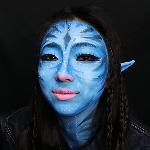 MEICOLY 2pcs Blue Eyeshadow Stick for Halloween Corpse Bride Avatar Sally Makeup, Metallic Shimmer Crayon, Waterproof Shiny Rotating Single Eye Shadow Pencil Eyeliner Stick