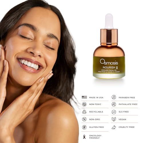 OSMOSIS NOURISH Organic Avocado Facial Oil, Cold Pressed, Aging, Pigmented, Sensitive, Dry, Irritated, Oily, Blemish-Prone Skin, 1 Fl Oz