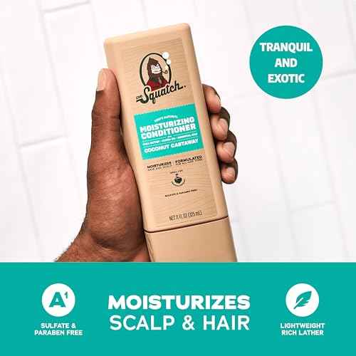 Dr. Squatch Natural Hair Bundle for Men - Healthy, Full Looking Hair - Coconut Castaway Shampoo (8 fl oz), Coconut Castaway Conditioner (11.5 fl oz)