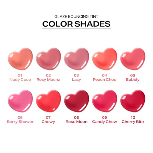 2aN Glaze Bouncing Tint ? Lightweight, Moisturizing Lip Tint with High-Shine Finish, Smooth, Light Plumping, Comfortable Wear, Korean Makeup (Berry Shower, 0.16 oz)