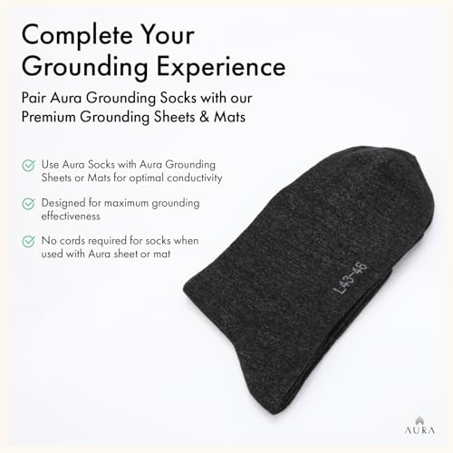 Aura¢â Luxury Grounding Socks for Feet - 25% Pure Silver Grounding Socks for Women & Men - Black