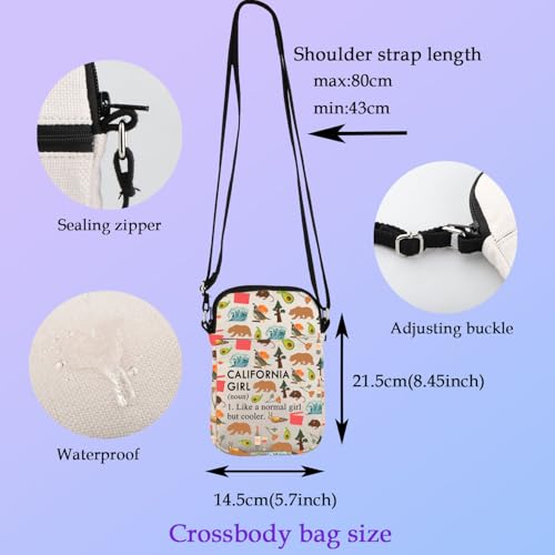 XYANFA Cali Makeup Bag - Trip Gift, Vacation Zipper Pouch (CALIFORNIA GIRL Crossbody)
