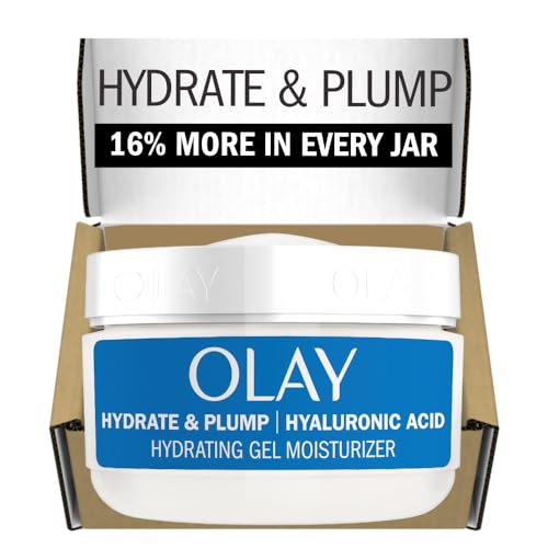 Olay Hyaluronic Acid Face Mousturizer, Plump & Hydrate, Fragrance-Free - Hydrating Gel for Dry Skin Retain & Replenish Moisture, with Niacinamide, Non-Greasy, 2 Oz