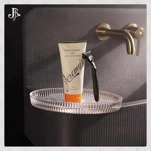 Jeremy¡¯s Razors Shaving Cream for Men - All Natural Shave Cream With Green Tea & Menthol - Rich Lather For Face, Body, Head, Travel, Sensitive Skin & Razor Burn - Men's Grooming (Made in USA, 6 Fl Oz)