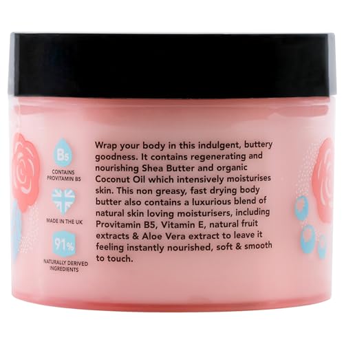 I Love English Rose Scented Body Butter - Hydrating Body Butter for Dry Skin - Vitamin E and Aloe Vera - Shea Butter and Coconut Oil - 10.1 oz