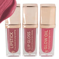 Lip Trio ? Mauve Matte Lipstick + Gloss & Lip Oil | Smudge-Resistant Lipstick + Hydrating Lip Care with Jojoba & Vit-E | Non-Toxic, Vegan Gift Set for Soft Glam (Velvet Orchid)